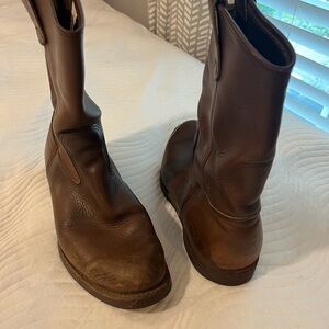 Red Wing Shoes Pecos brown tan leather boots, round toe, size 12